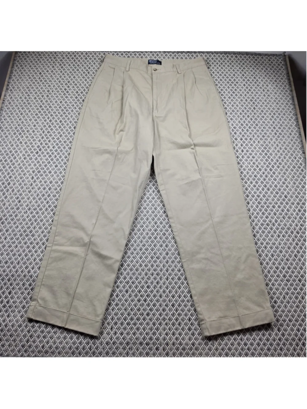 Vintage Polo Ralph Lauren Andrew Pant Khaki Pleated Cuffed Chino Mens 36x30